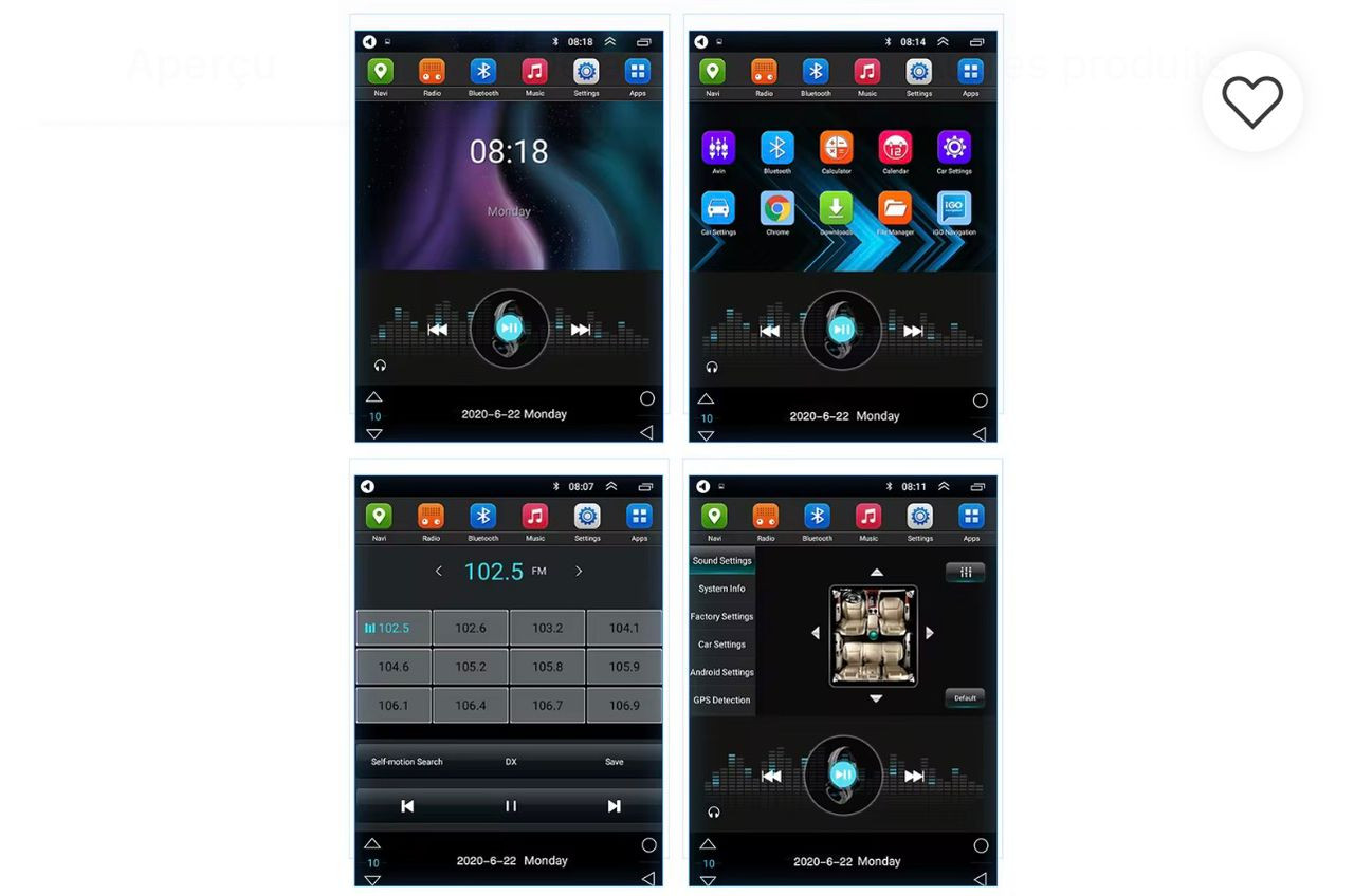Ecran Android et Caméra